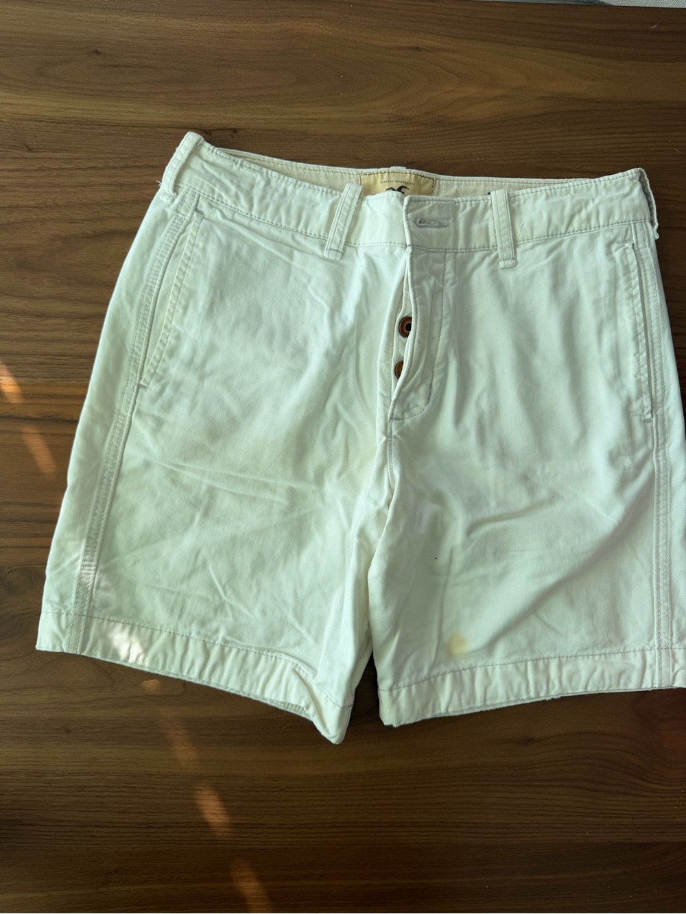 Men's White Casual Shorts with Button-Fly